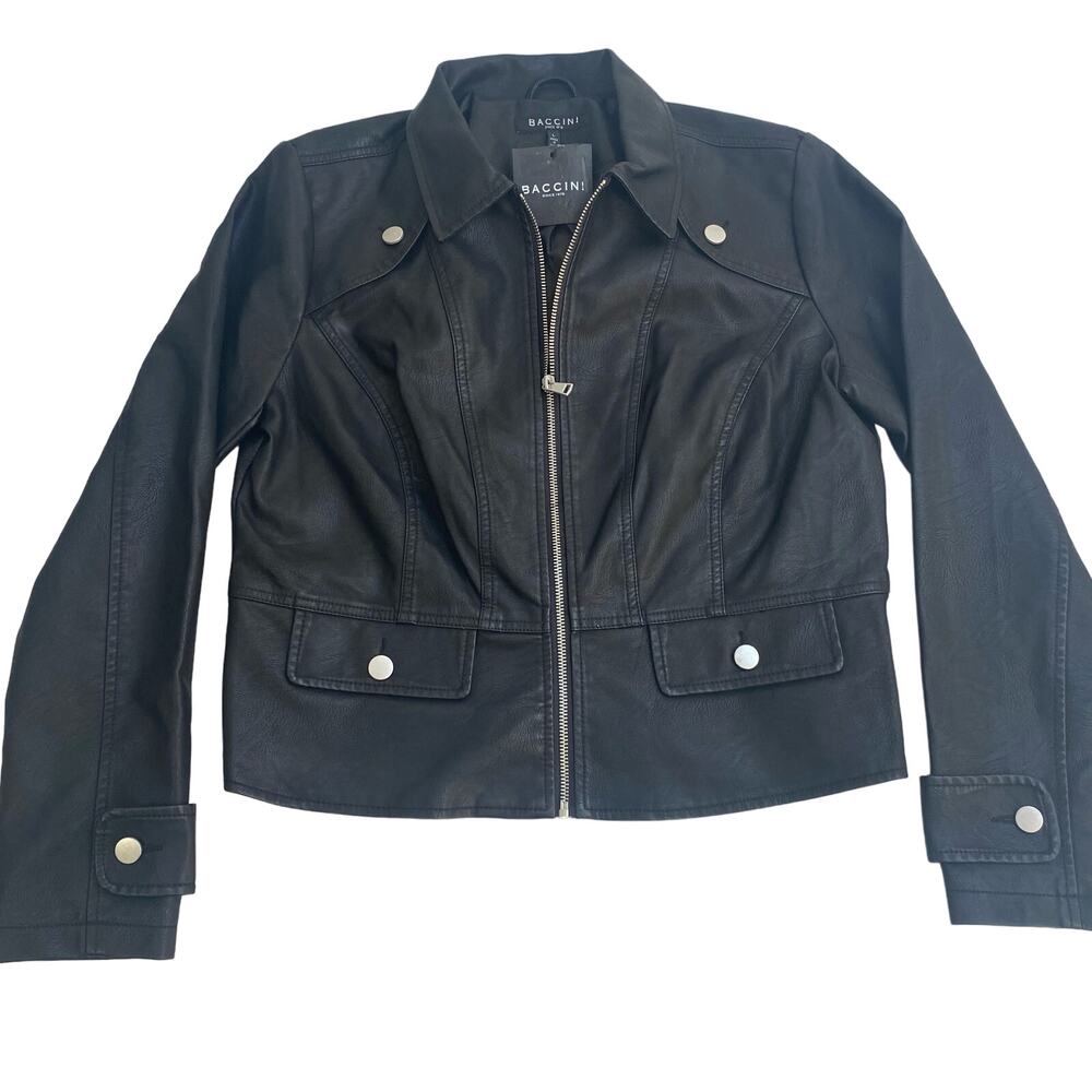 Womens Leather jacket L Zip punk ‎ biker goth Emo rocknroll e-girl clubbing rave
